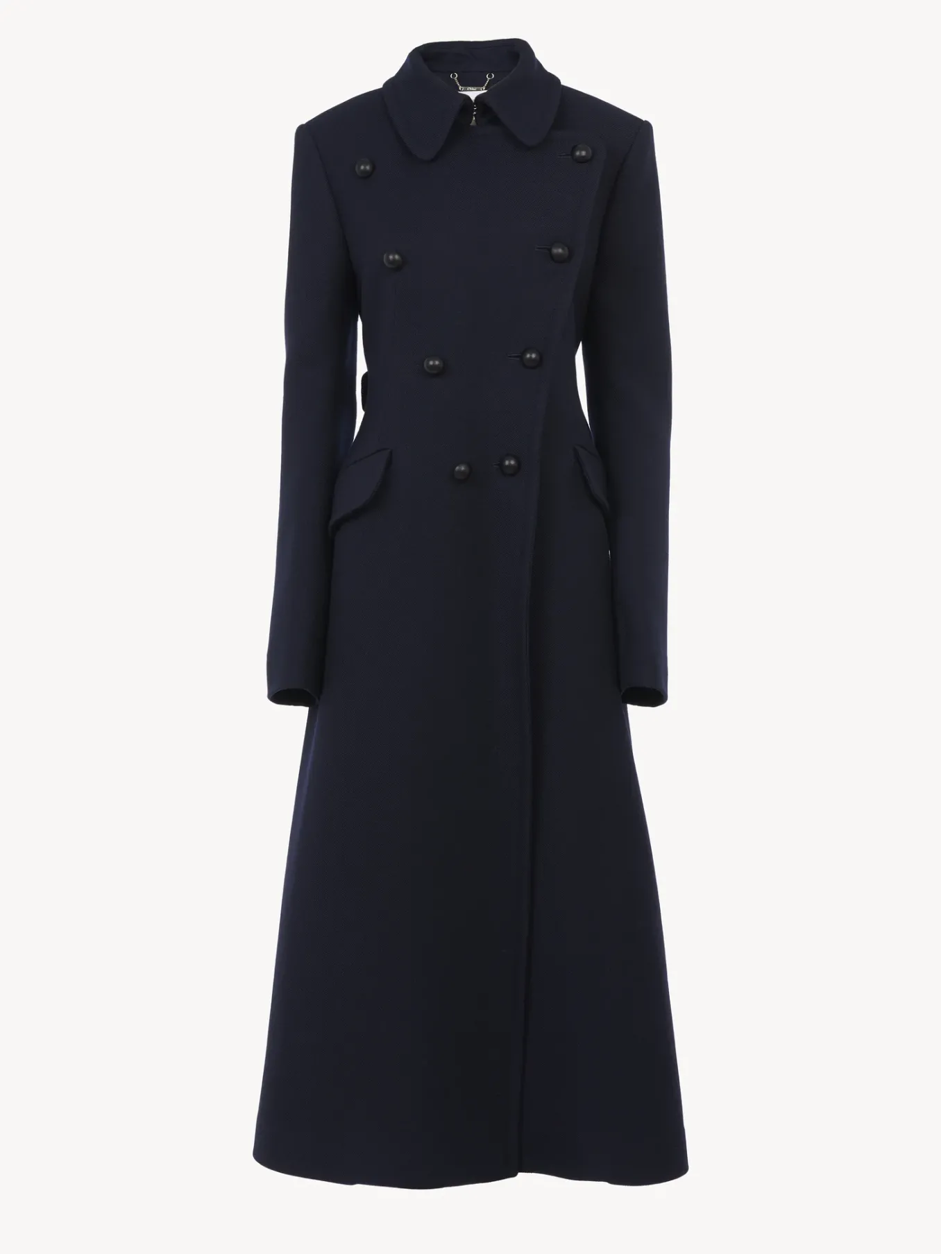 Manteaux-Chloé Manteau Officier Long Anthracite Blue