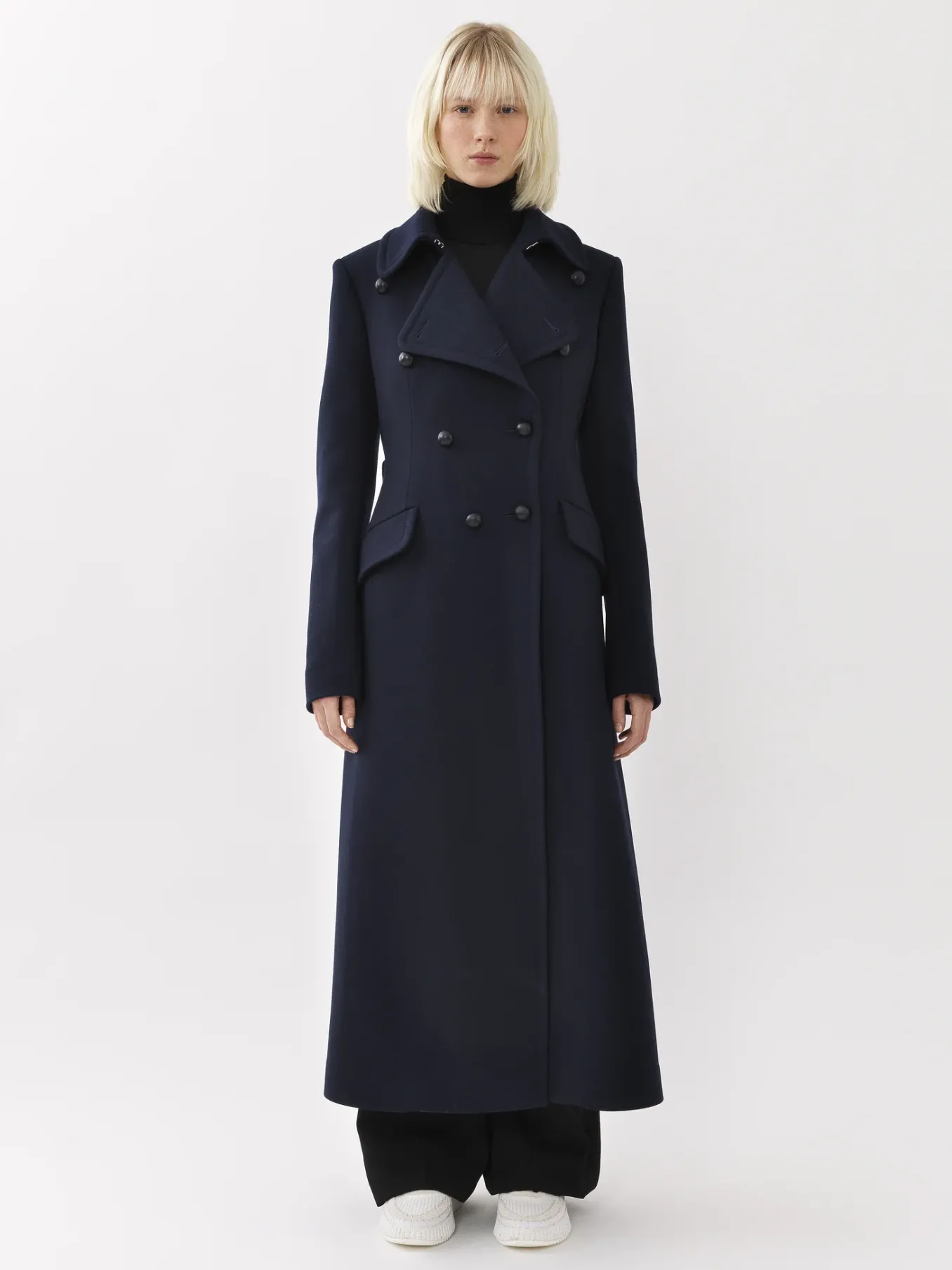 Manteaux-Chloé Manteau Officier Long Anthracite Blue