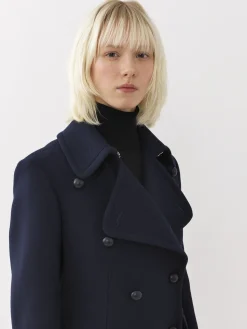 Manteaux-Chloé Manteau Officier Long Anthracite Blue