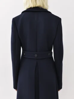 Manteaux-Chloé Manteau Officier Long Anthracite Blue