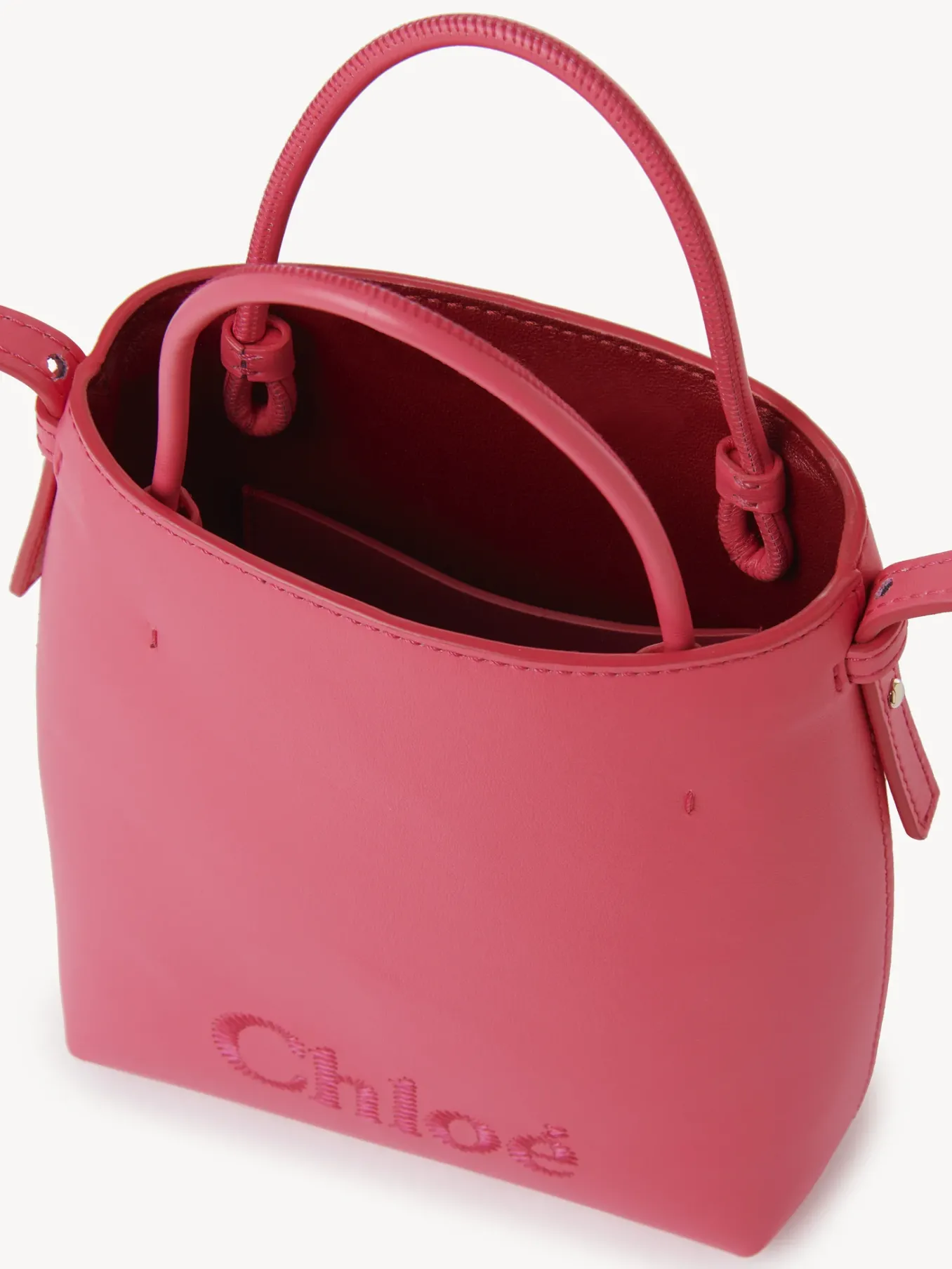 Sacs Porté Épaule-Chloé Micro Sac Cabas Chloe Sense Rosy Cherry