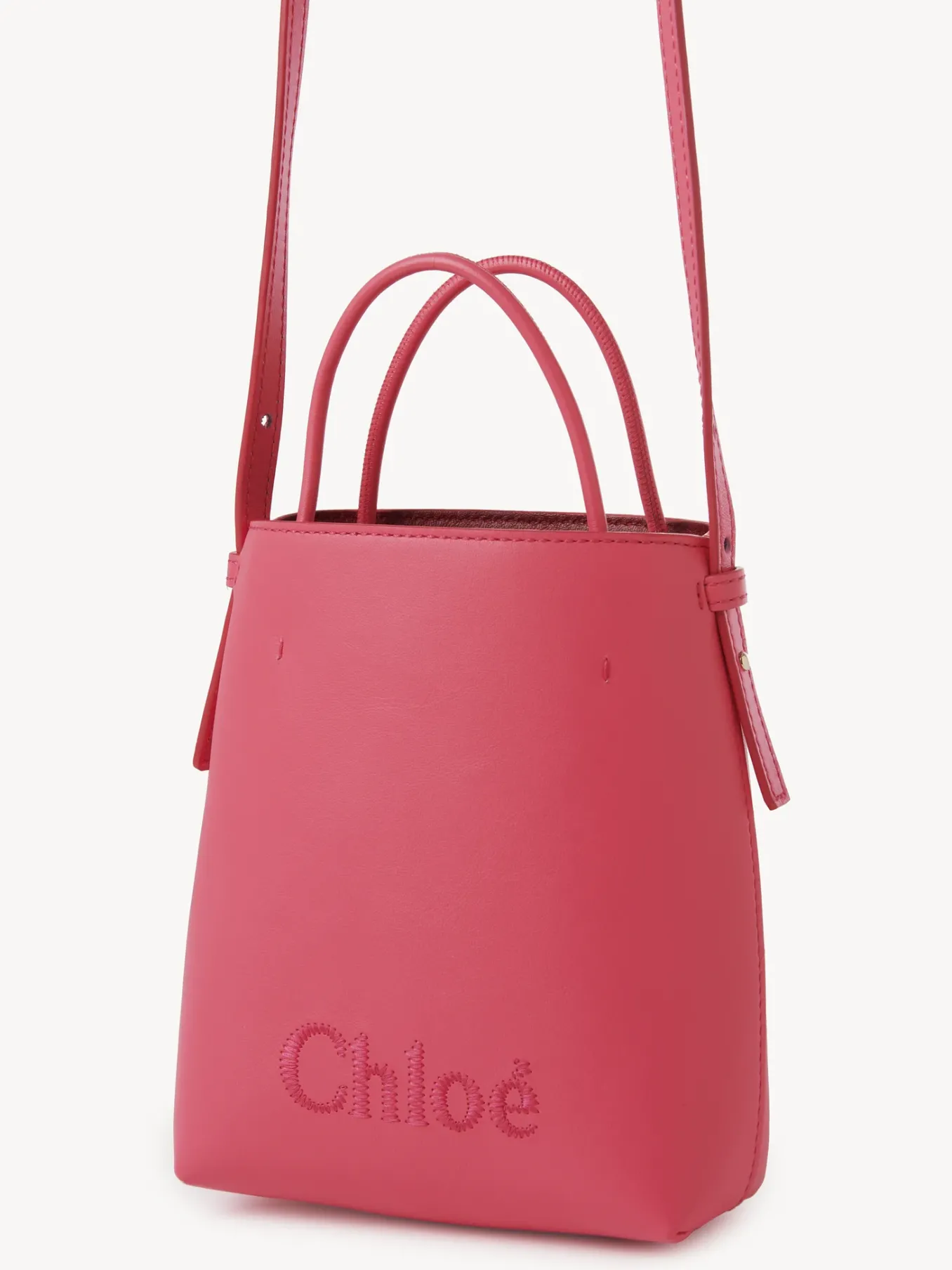 Sacs Porté Épaule-Chloé Micro Sac Cabas Chloe Sense Rosy Cherry