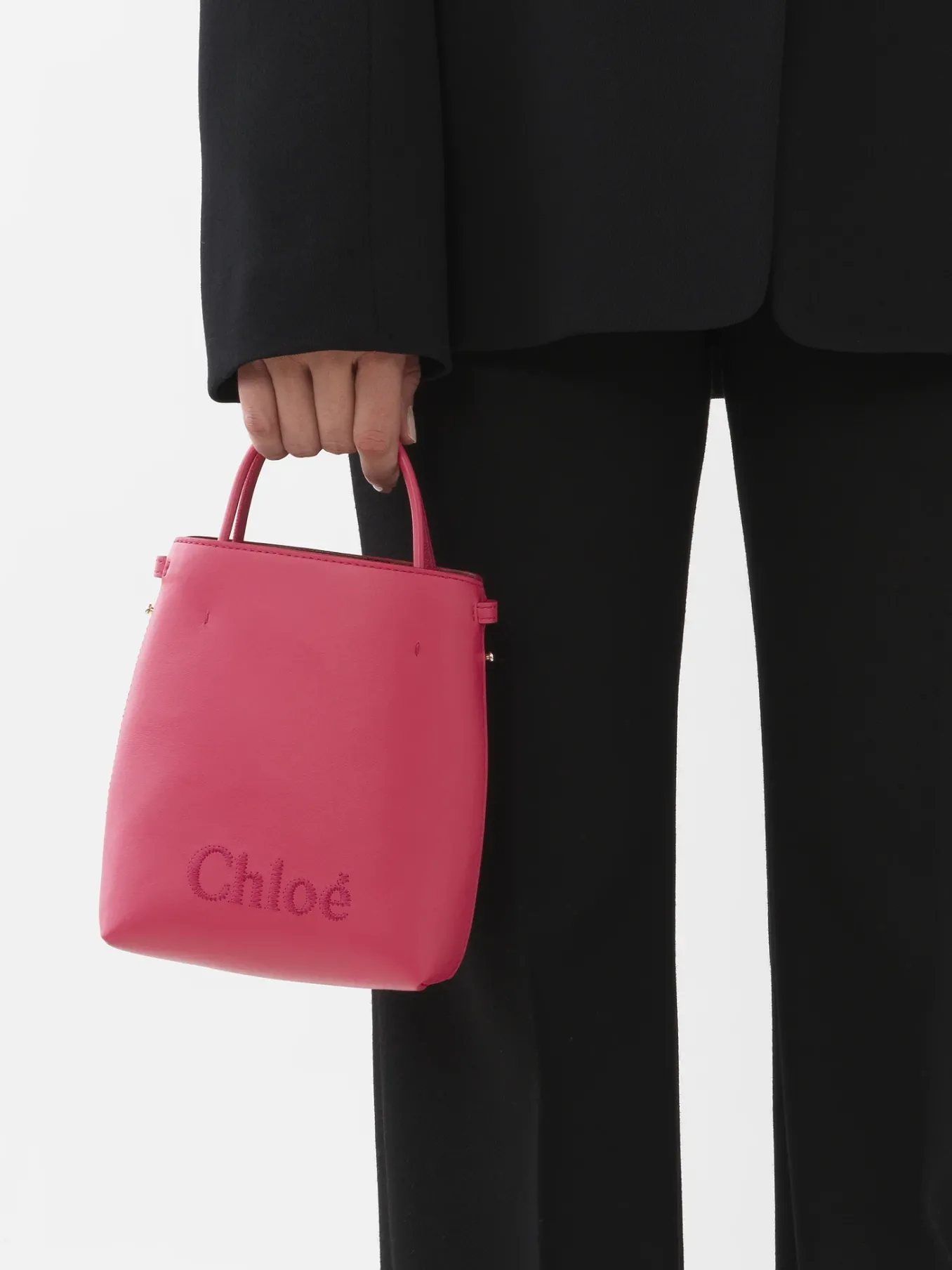 Sacs Porté Épaule-Chloé Micro Sac Cabas Chloe Sense Rosy Cherry