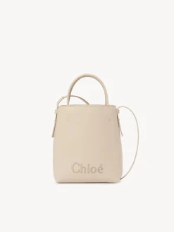 Sacs Porté Épaule-Chloé Micro Sac Cabas Chloe Sense Cement Pink