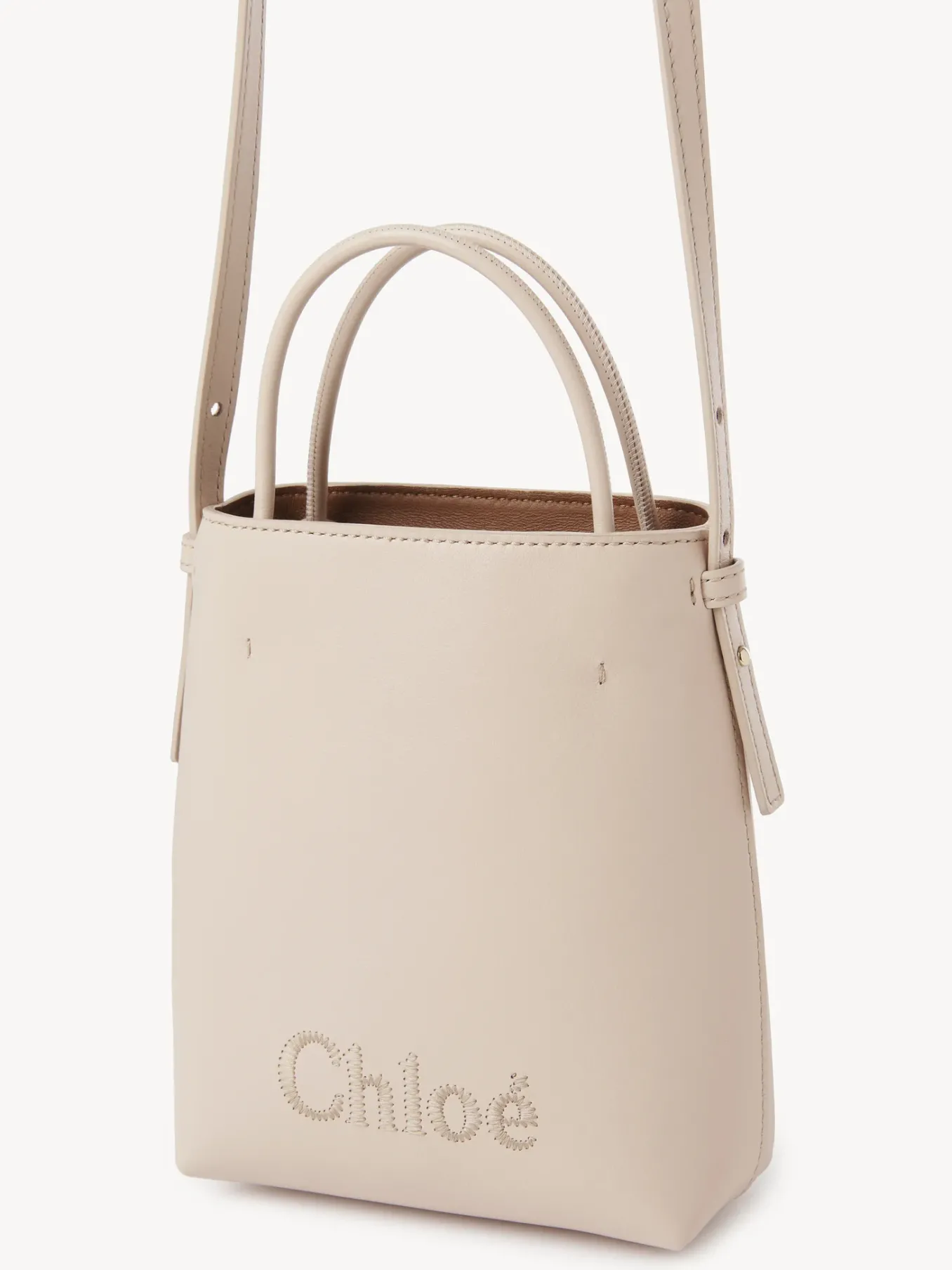 Sacs Porté Épaule-Chloé Micro Sac Cabas Chloe Sense Cement Pink