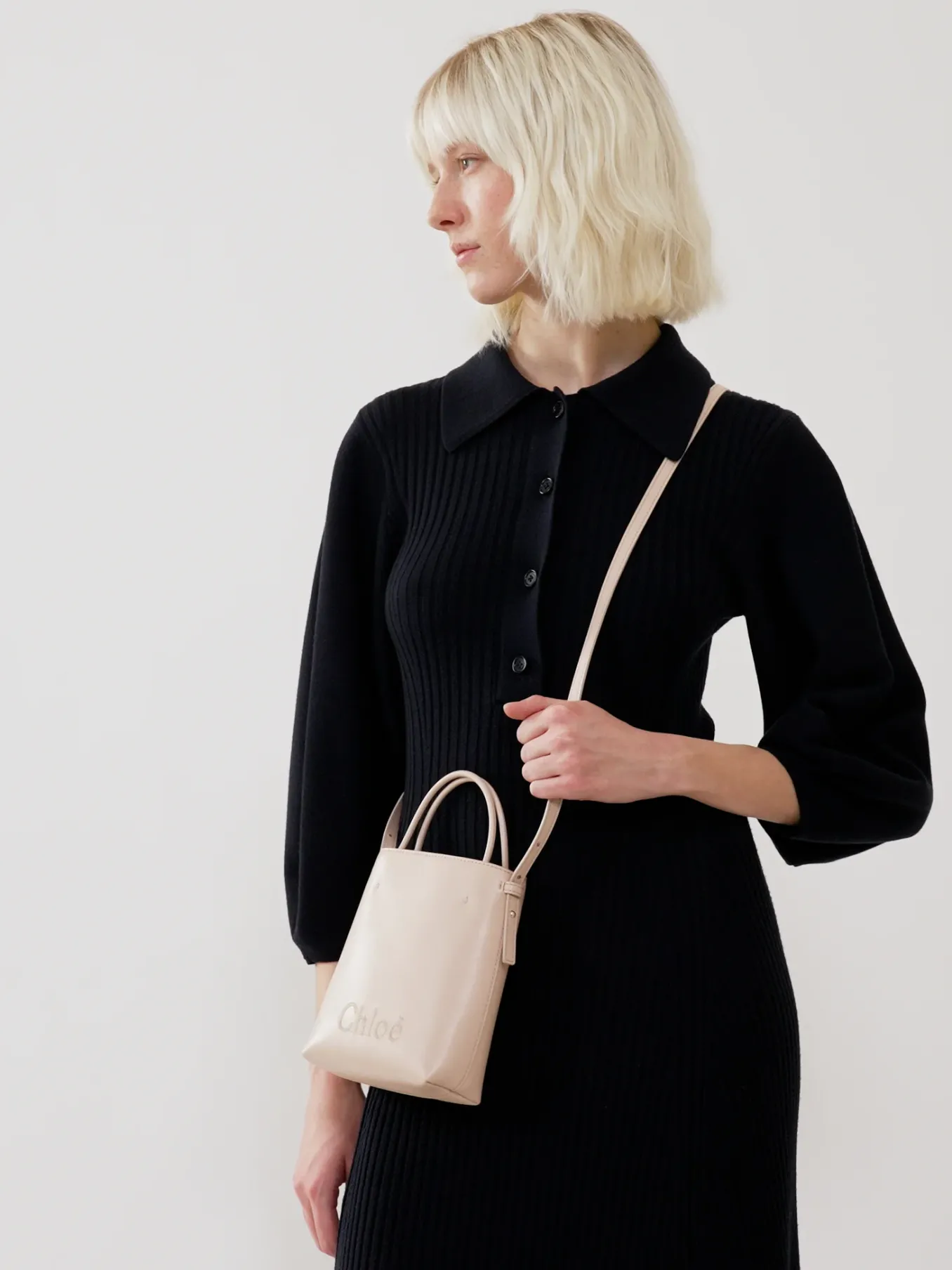 Sacs Porté Épaule-Chloé Micro Sac Cabas Chloe Sense Cement Pink