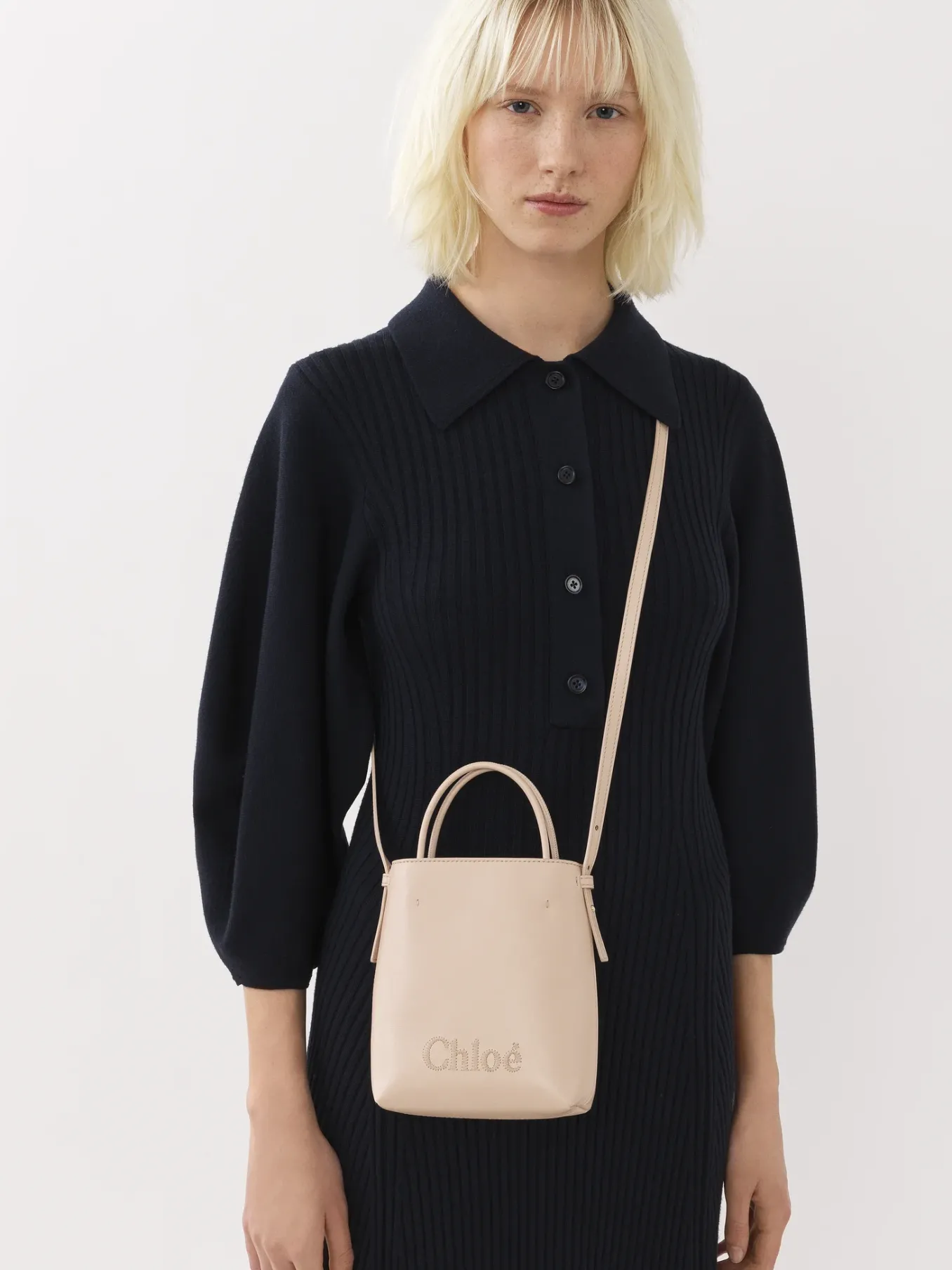 Sacs Porté Épaule-Chloé Micro Sac Cabas Chloe Sense Cement Pink