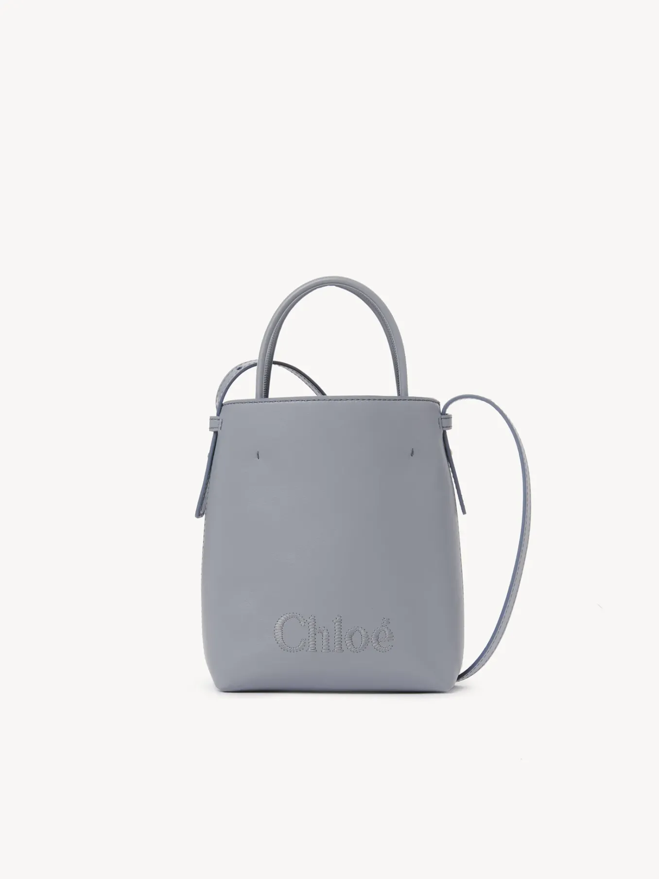 Sacs Porté Épaule-Chloé Micro Sac Cabas Chloe Sense Storm Blue