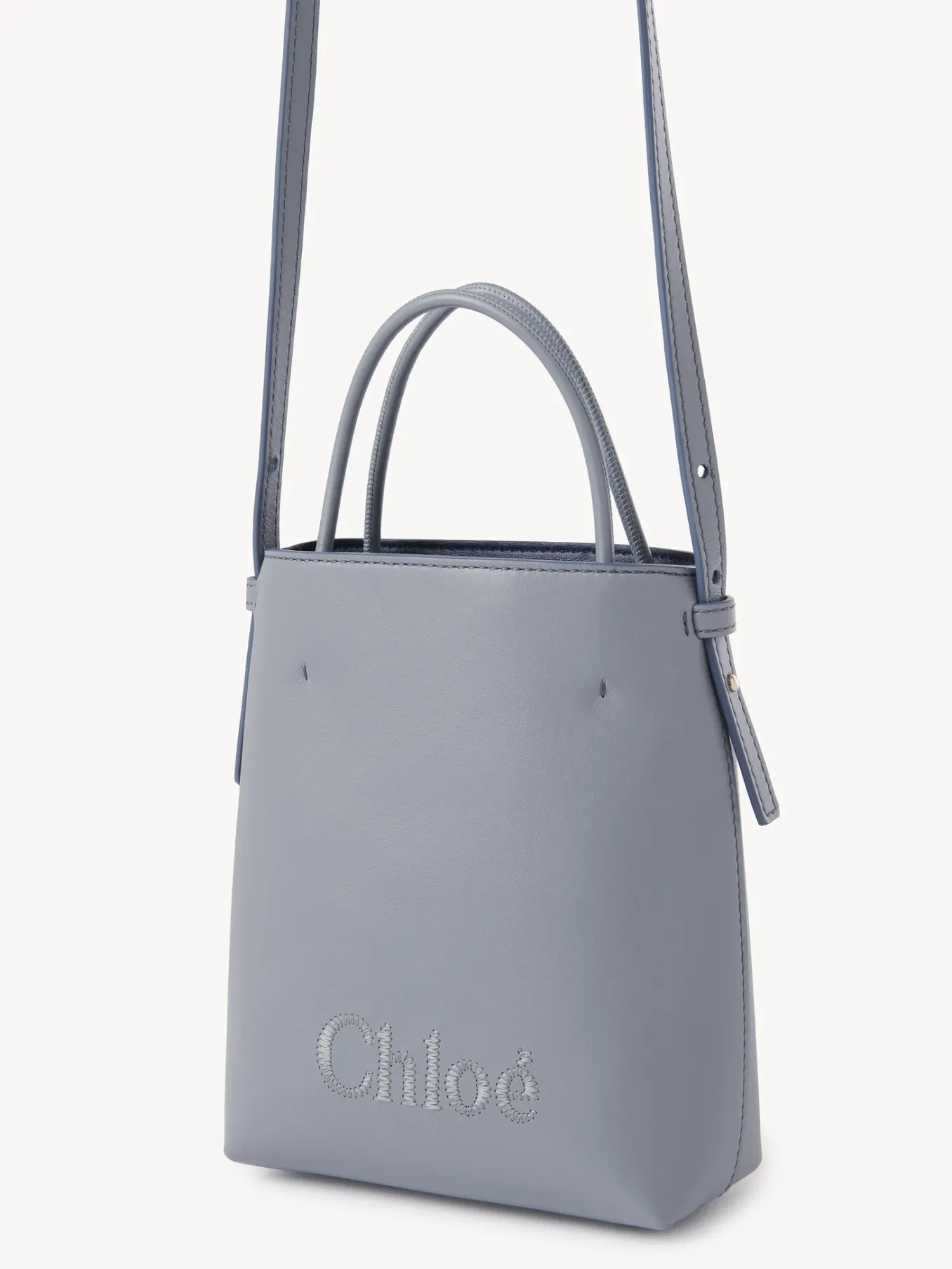Sacs Porté Épaule-Chloé Micro Sac Cabas Chloe Sense Storm Blue