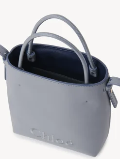 Sacs Porté Épaule-Chloé Micro Sac Cabas Chloe Sense Storm Blue