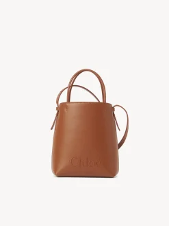 Sacs Porté Épaule-Chloé Micro Sac Cabas Chloe Sense Caramel