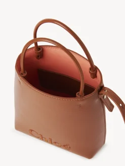 Sacs Porté Épaule-Chloé Micro Sac Cabas Chloe Sense Caramel