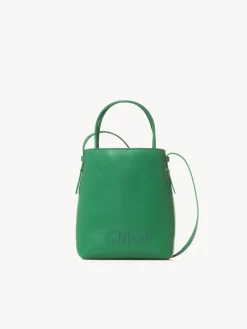 Sacs Porté Épaule-Chloé Micro Sac Cabas Chloe Sense Pop Green