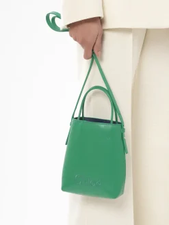 Sacs Porté Épaule-Chloé Micro Sac Cabas Chloe Sense Pop Green