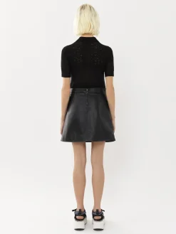 Cuir-Chloé Mini Jupe Noir
