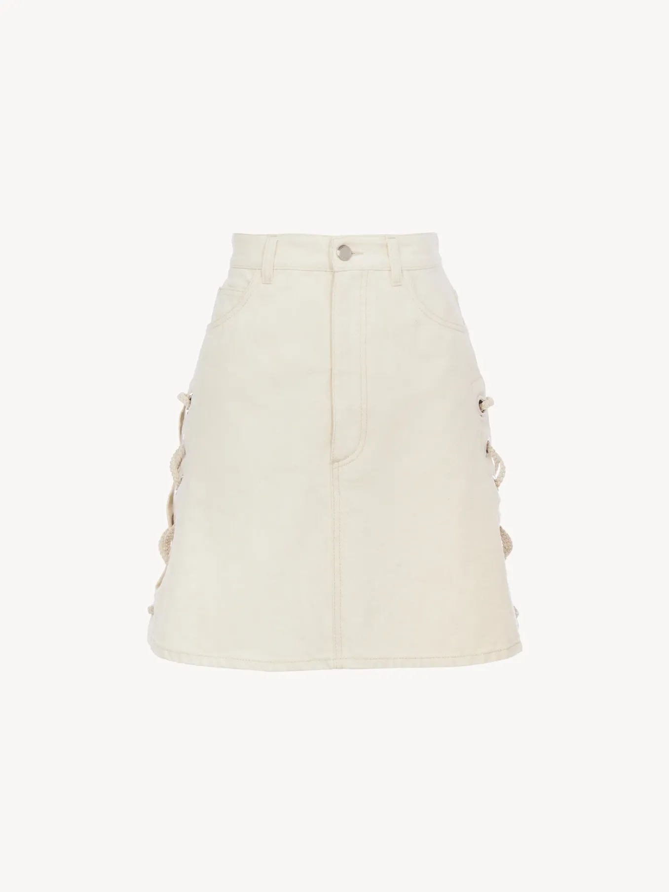 Denim-Chloé Mini Jupe A Lacets Iconic Milk