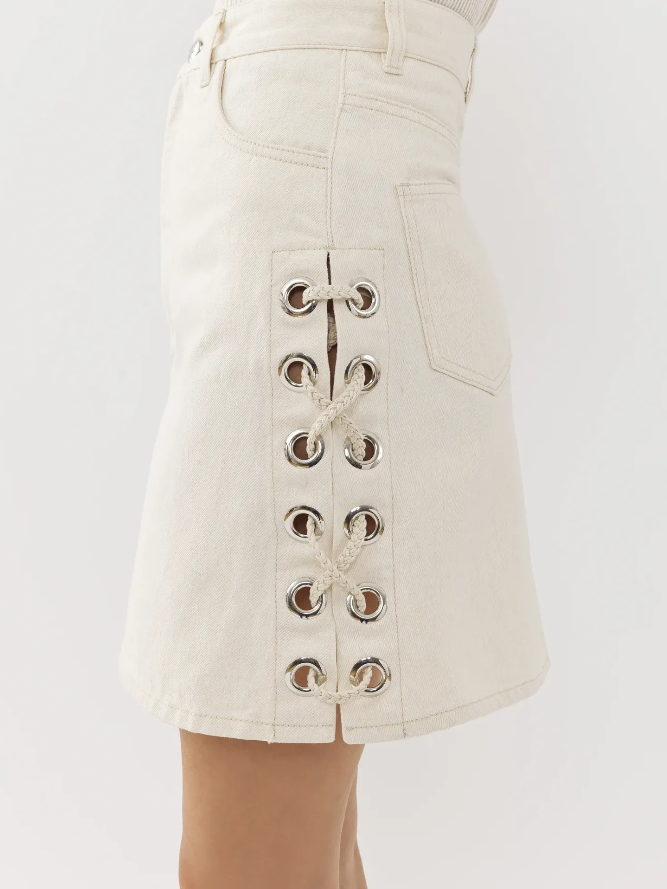 Denim-Chloé Mini Jupe A Lacets Iconic Milk