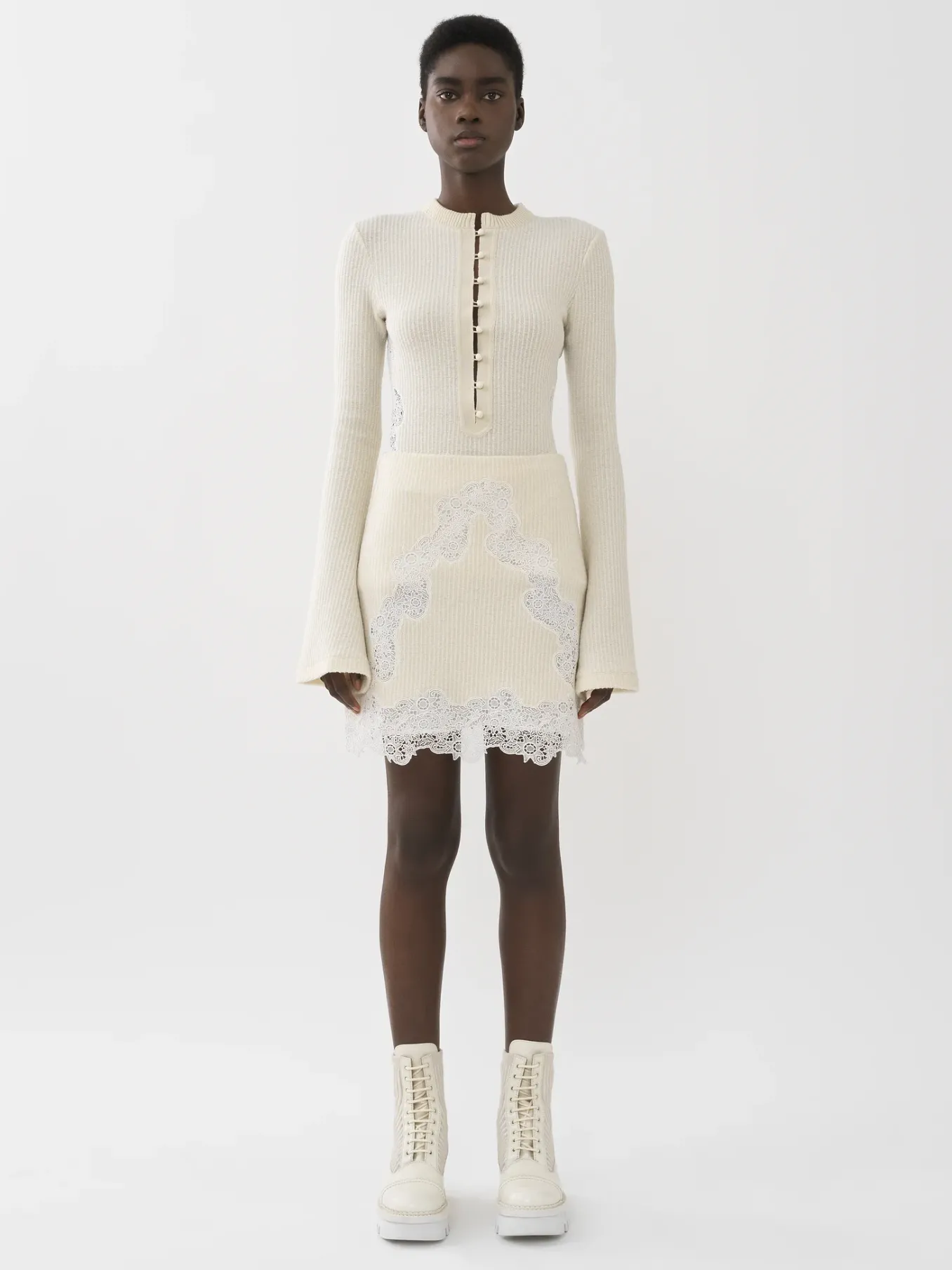 Jupes-Chloé Mini Jupe Evasee Eden White