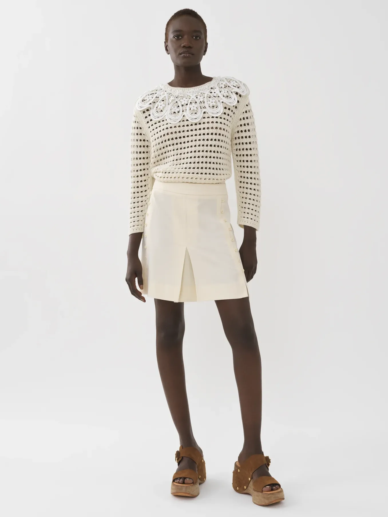 Vêtements-Chloé Mini Jupe Trapeze Light Ivory