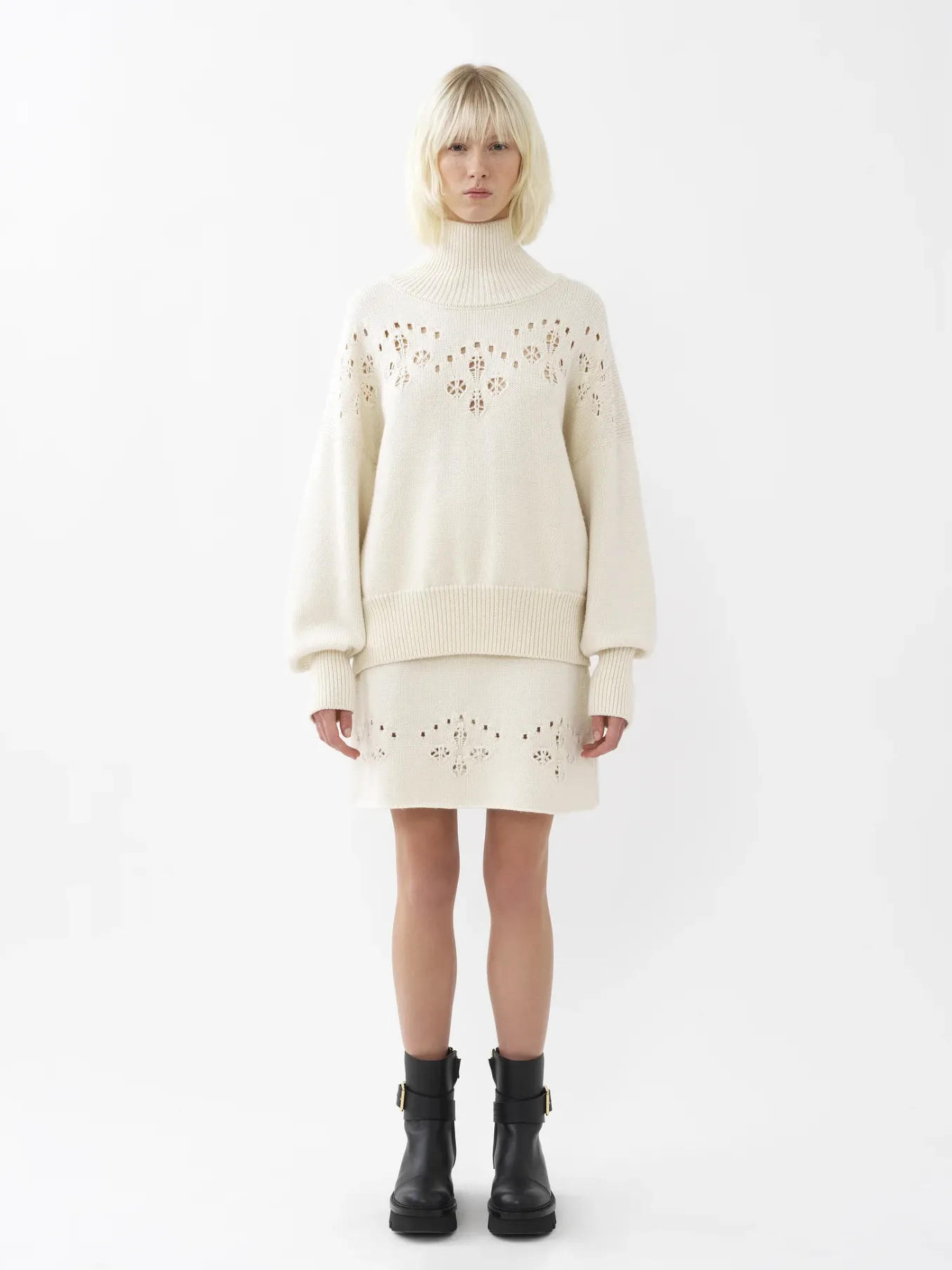 Maille-Chloé Mini Jupe Trapeze Iconic Milk