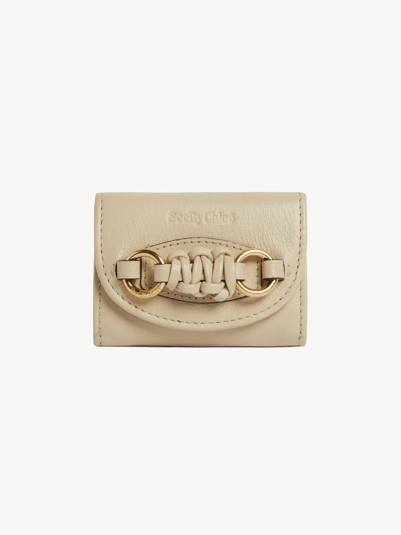 Portefeuilles Compacts-Chloé Mini Portefeuille A Trois Volets Saddie Cement Beige