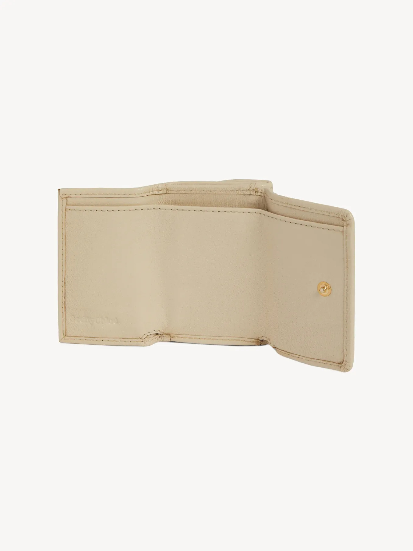 Portefeuilles Compacts-Chloé Mini Portefeuille A Trois Volets Saddie Cement Beige