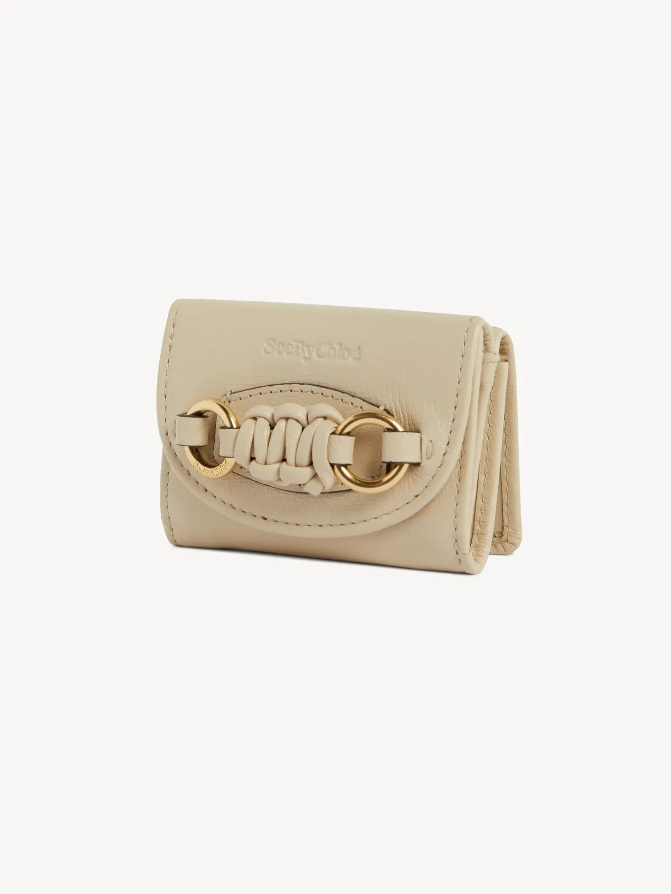 Portefeuilles Compacts-Chloé Mini Portefeuille A Trois Volets Saddie Cement Beige