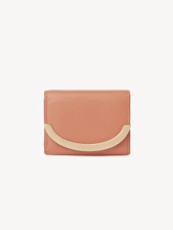 Portefeuilles Compacts-Chloé Mini Portefeuille A Trois Volets Lizzie Tan Apricot