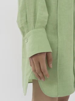 Robes-Chloé Mini Robe Chemise Limpid Green