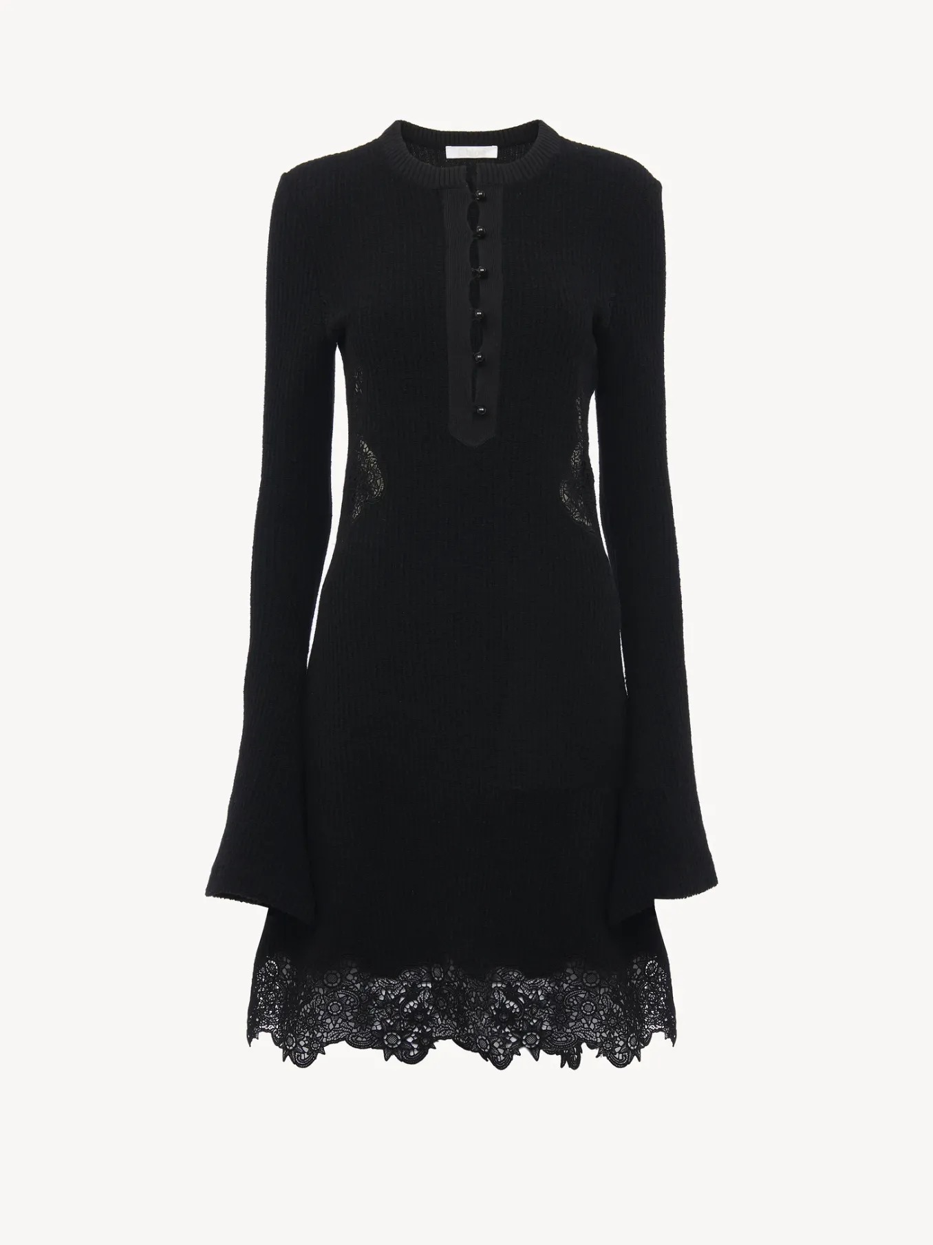 Robes-Chloé Mini Robe Col Tunisien Noir