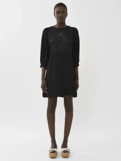 Vêtements-Chloé Mini Robe Manches Plissees Noir
