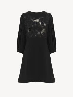 Vêtements-Chloé Mini Robe Manches Plissees Noir
