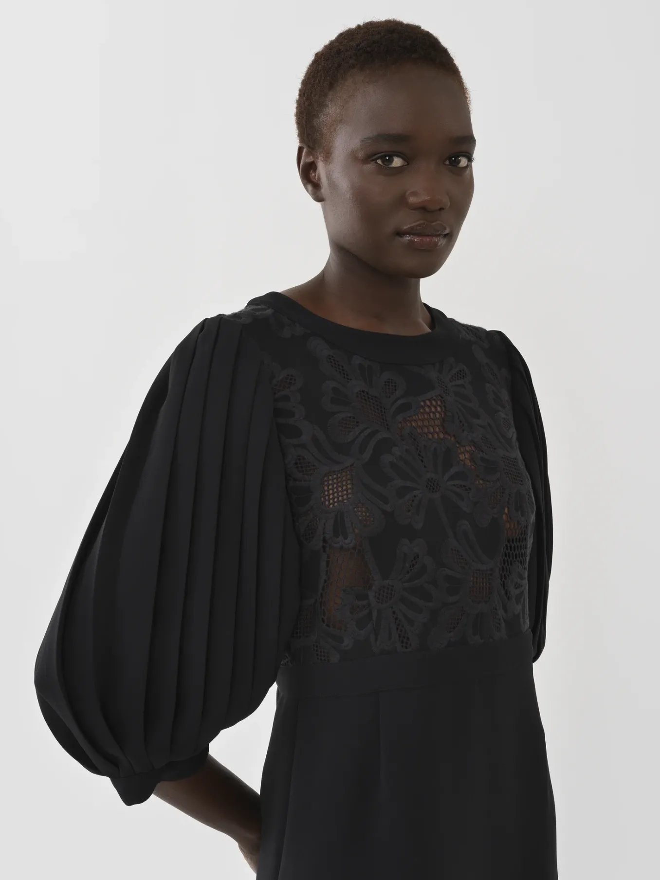 Vêtements-Chloé Mini Robe Manches Plissees Noir