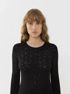 Robes-Chloé Mini Robe Manches Trompette Noir