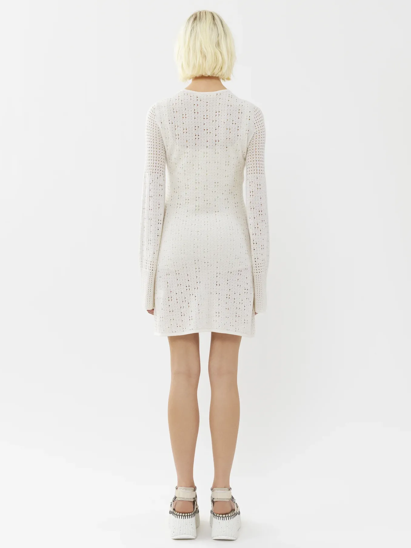 Robes-Chloé Mini Robe Manches Trompette Iconic Milk