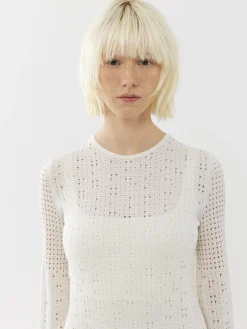 Robes-Chloé Mini Robe Manches Trompette Iconic Milk