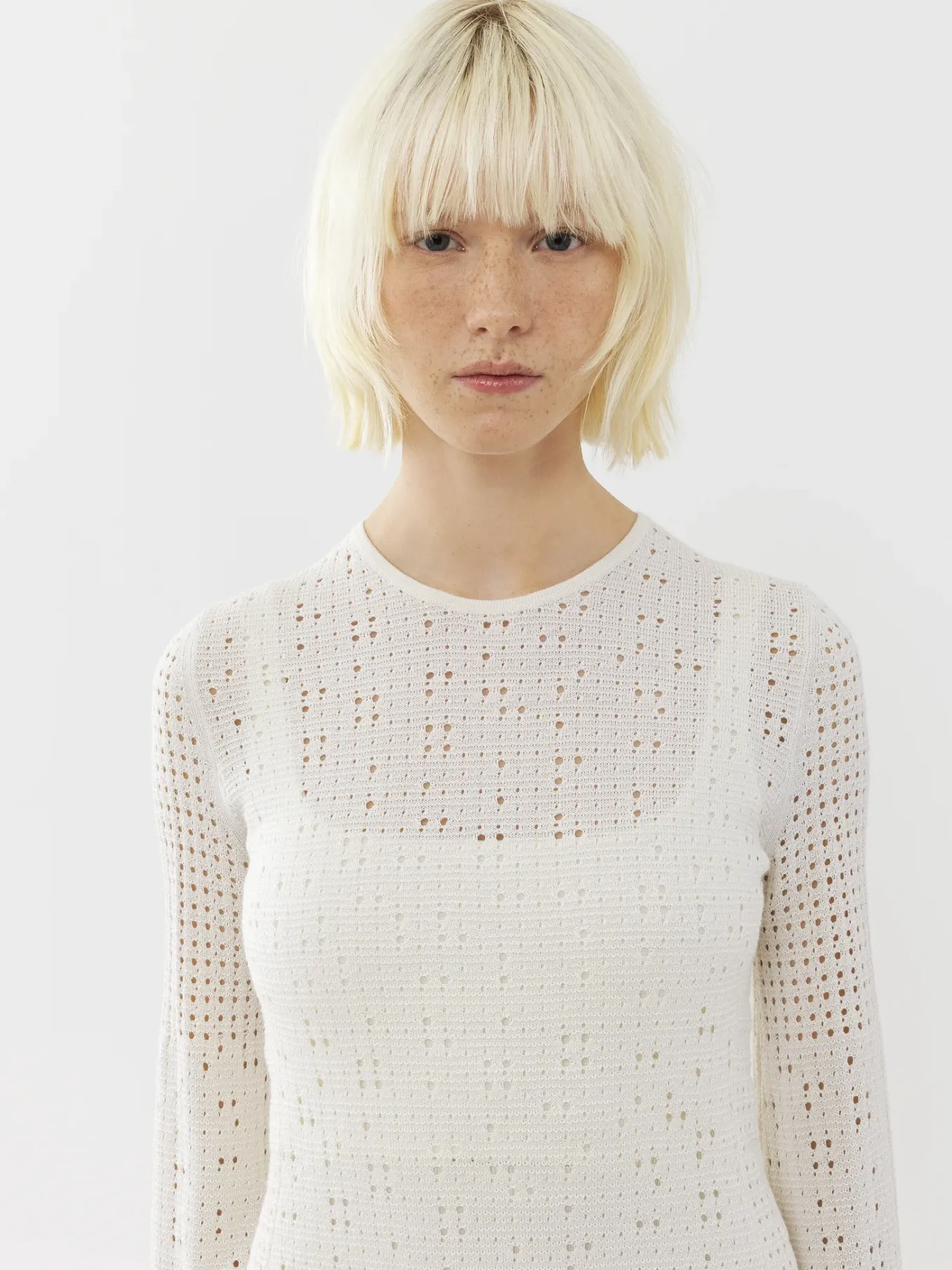 Robes-Chloé Mini Robe Manches Trompette Iconic Milk