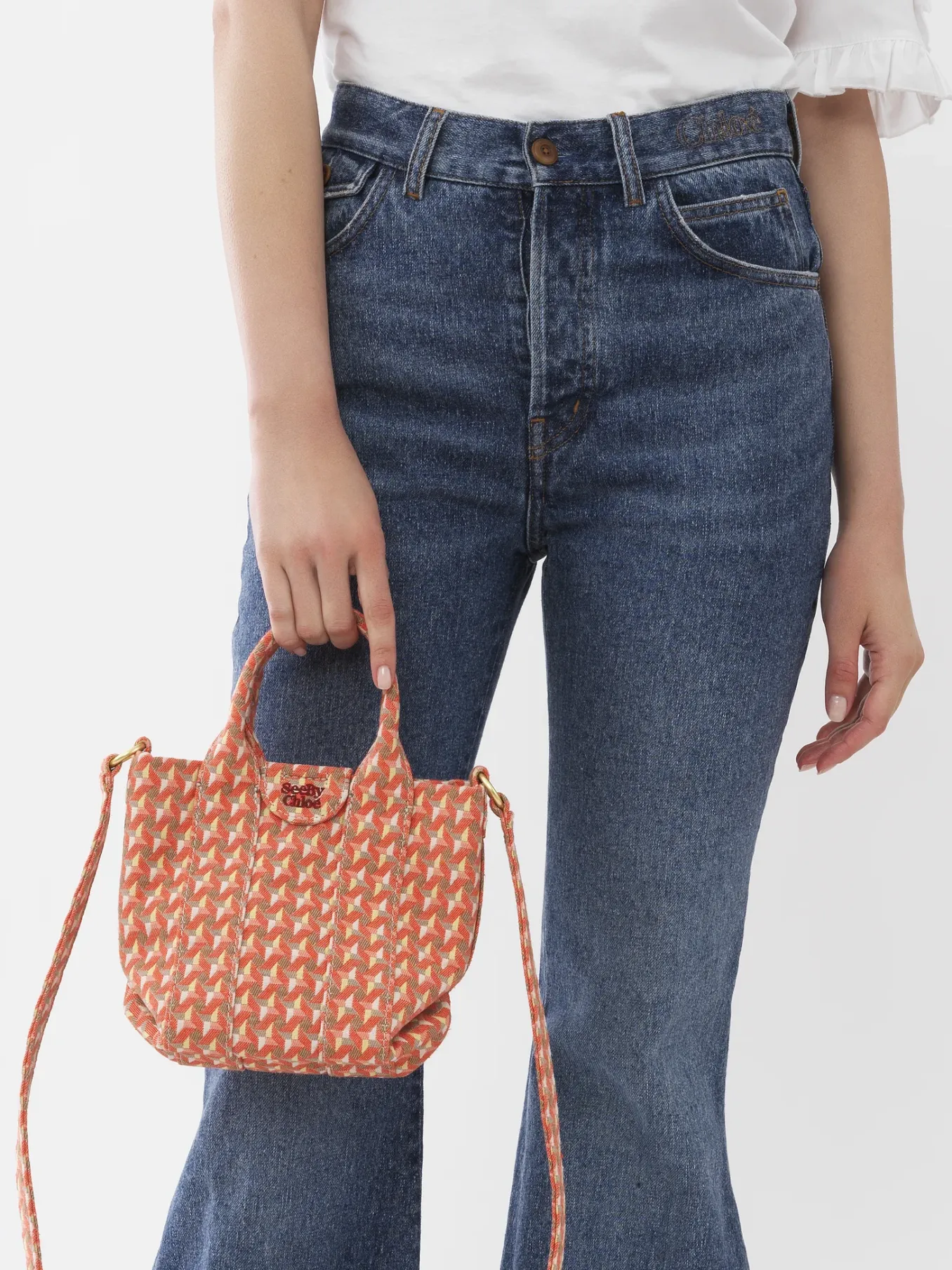 Sacs Porté Épaule-Chloé Mini Sac Cabas Laetizia Happy Orange