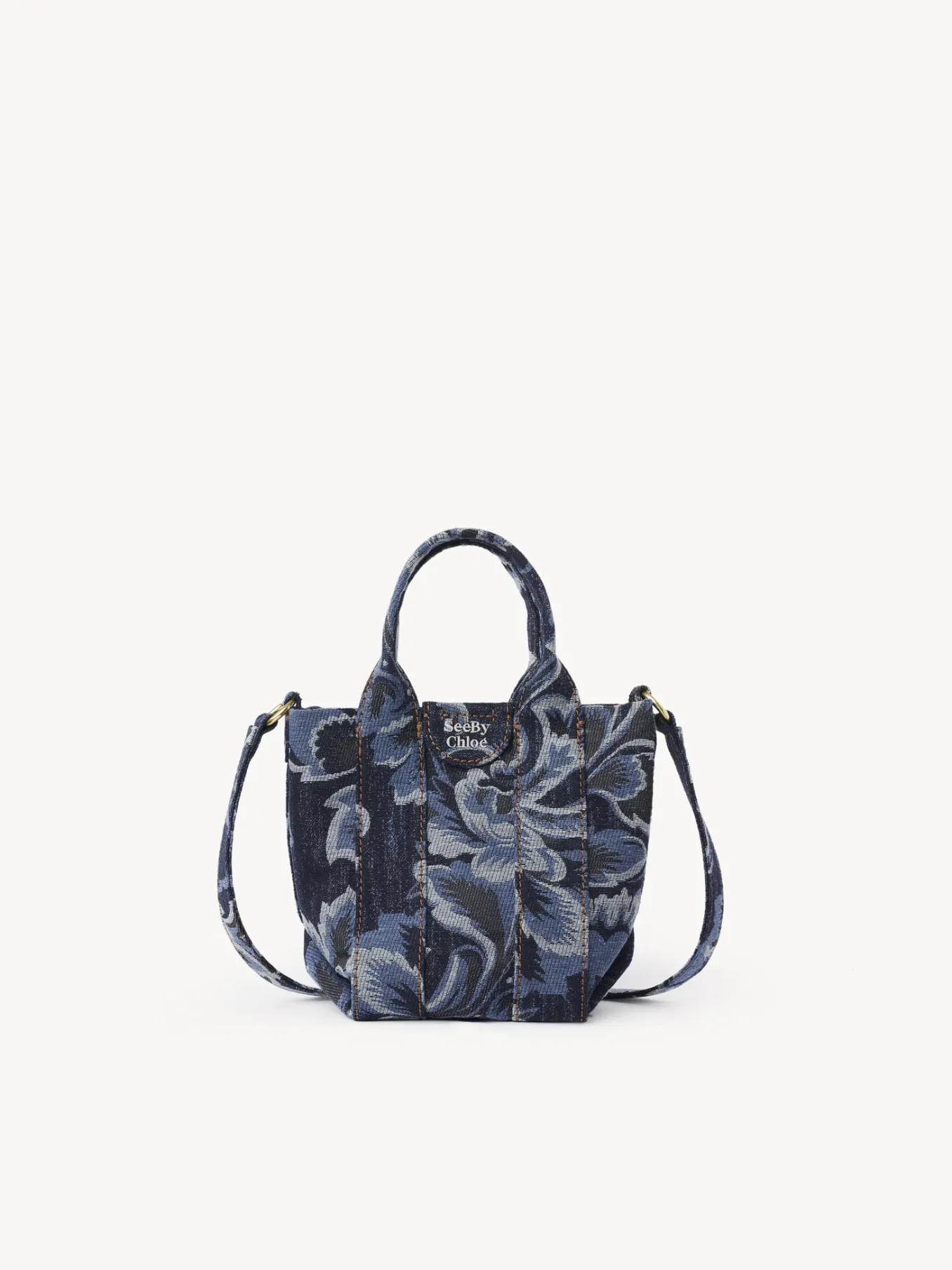 Sacs Porté Épaule-Chloé Mini Sac Cabas Laetizia Denim