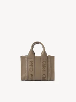 Sacs À Bandoulière-Chloé Mini Sac Cabas Woody A Bandoulière Army Green