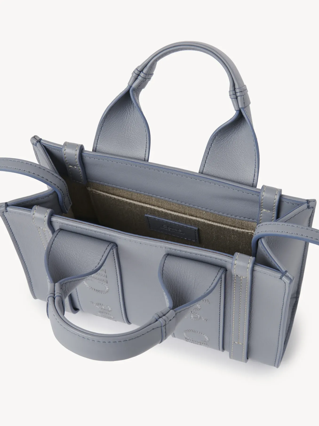 Sacs À Bandoulière-Chloé Mini Sac Cabas Woody A Bandoulière Storm Blue