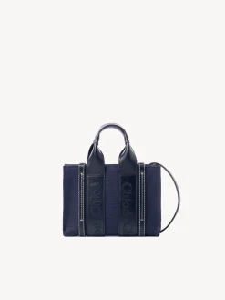 Sacs À Bandoulière-Chloé Mini Sac Cabas Woody A Bandoulière Deep Denim