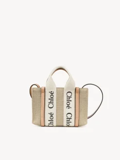 Sacs À Bandoulière-Chloé Mini Sac Cabas Woody A Bandoulière White - Beige 1
