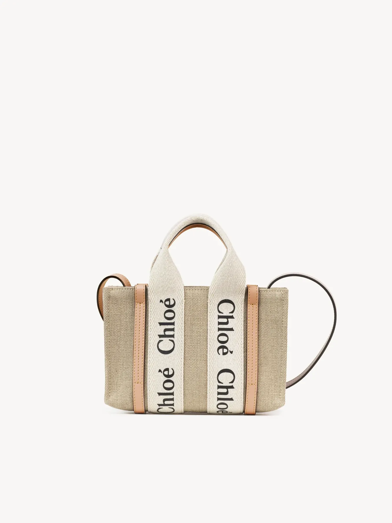 Sacs À Bandoulière-Chloé Mini Sac Cabas Woody A Bandoulière White - Beige 1