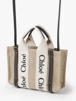 Sacs À Bandoulière-Chloé Mini Sac Cabas Woody A Bandoulière White - Blue 1