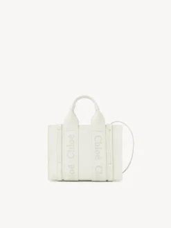 Sacs À Bandoulière-Chloé Mini Sac Cabas Woody A Bandoulière Blanc