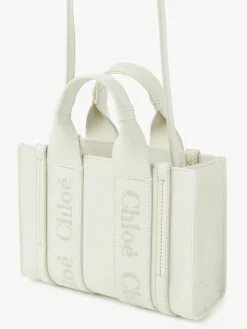 Sacs À Bandoulière-Chloé Mini Sac Cabas Woody A Bandoulière Blanc
