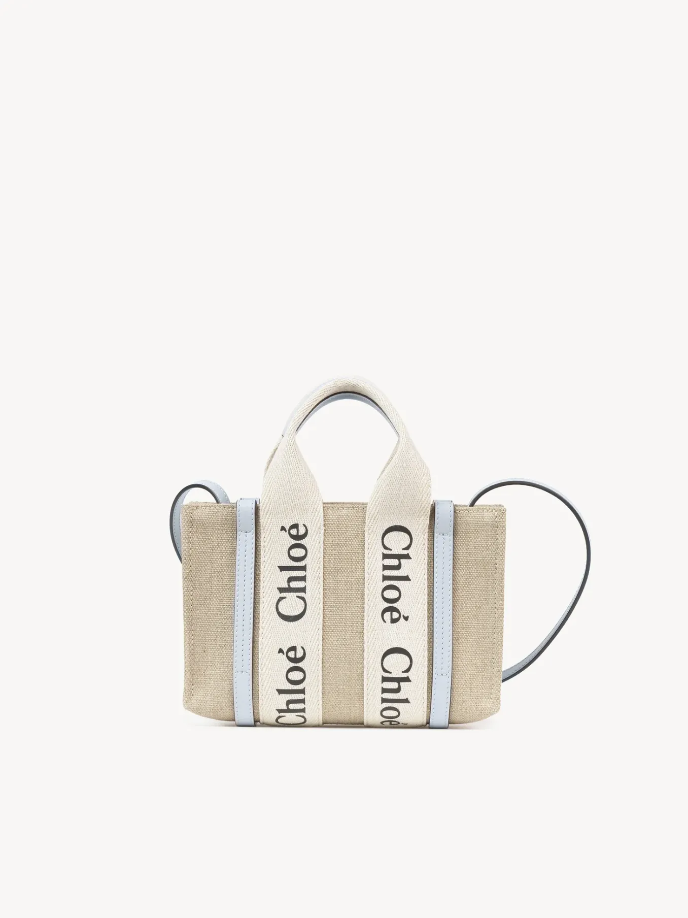 Sacs À Bandoulière-Chloé Mini Sac Cabas Woody A Bandoulière White - Blue 2