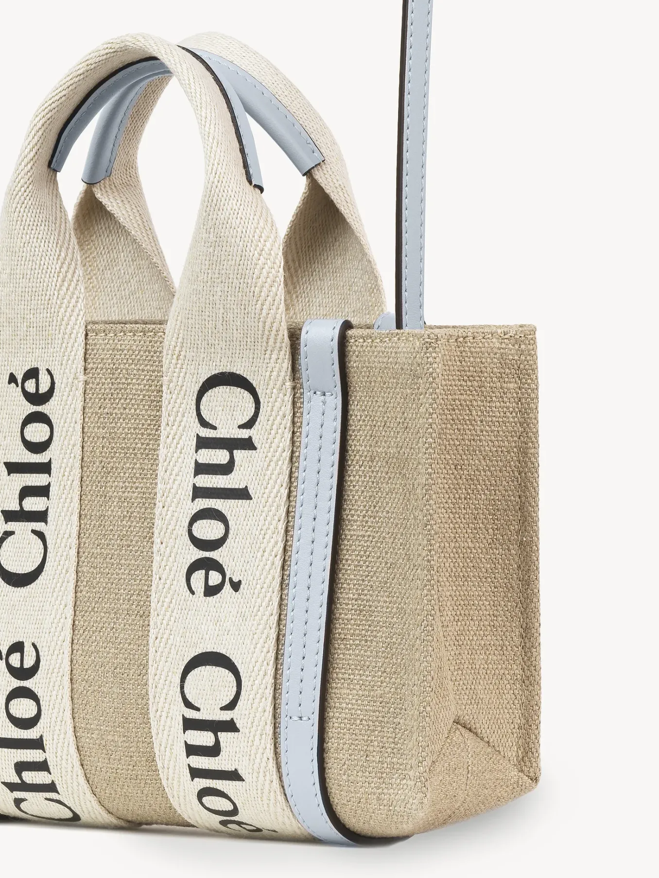 Sacs À Bandoulière-Chloé Mini Sac Cabas Woody A Bandoulière White - Blue 2