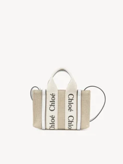 Sacs À Bandoulière-Chloé Mini Sac Cabas Woody A Bandoulière Blanc